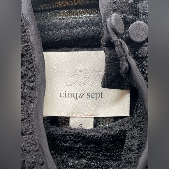 Cinq À Sept Antonia black Lace long sleeve turtleneck dark romance, size S - Picture 7 of 8